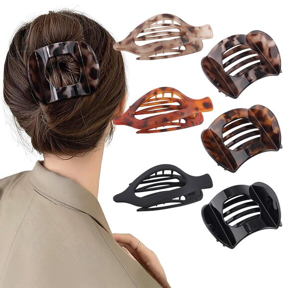 Accessories - No-Slip Large French Hair Clips - 6 PCS Leopard Claw Barrettes for All-Day Style